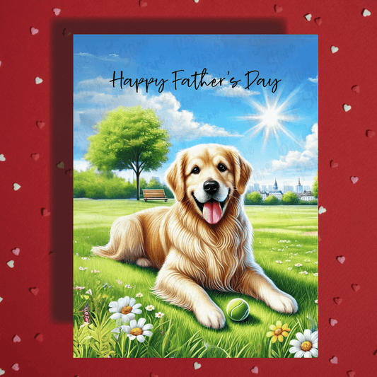 Dad Gift, Greeting Card, Golden Retriever Dog 2: Happy Father's Day