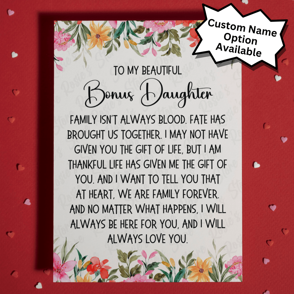 Bonus Daughter, Personalized Greeting Card: Family Isn't Always Blood...