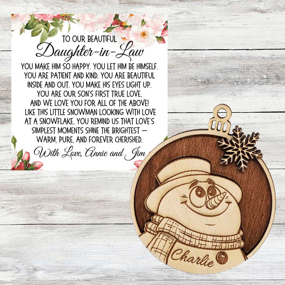 Daughter-in-Law Gift, Handmade 3-Layer Wooden Ornament: You Make Him So Happy