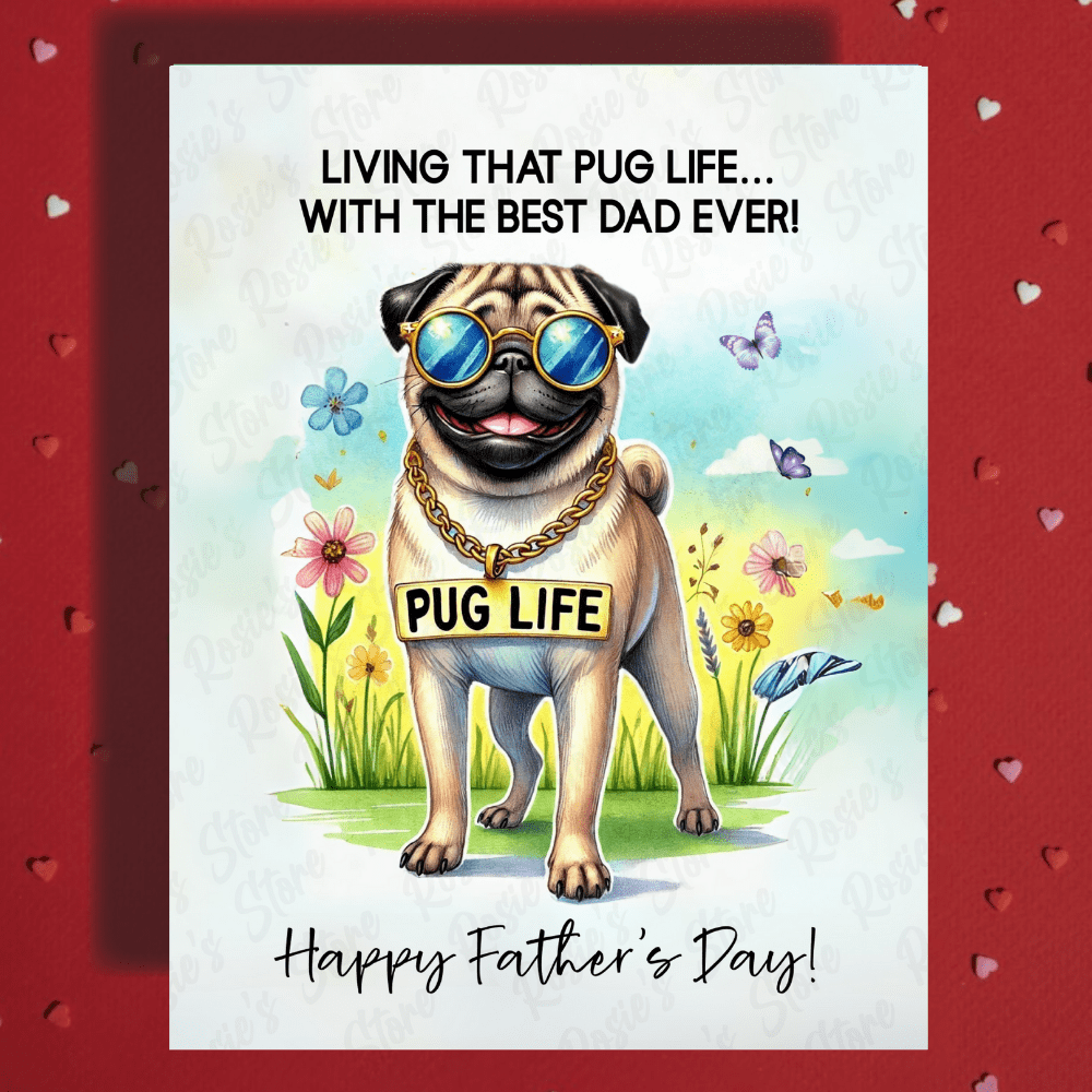 Dad Gift, Greeting Card, Pug Dog: Happy Father's Day