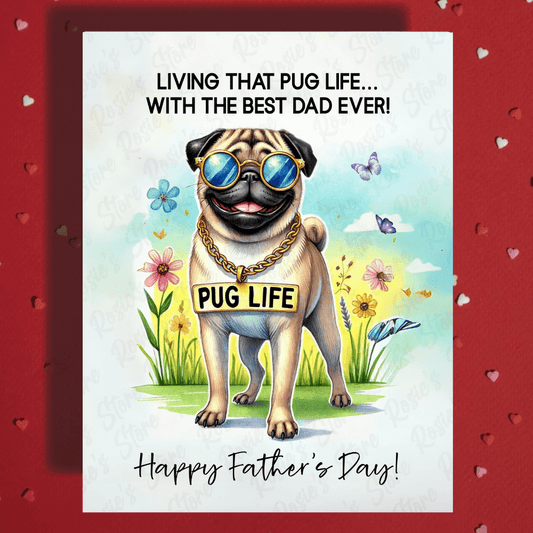 Dad Gift, Greeting Card, Pug Dog: Happy Father's Day