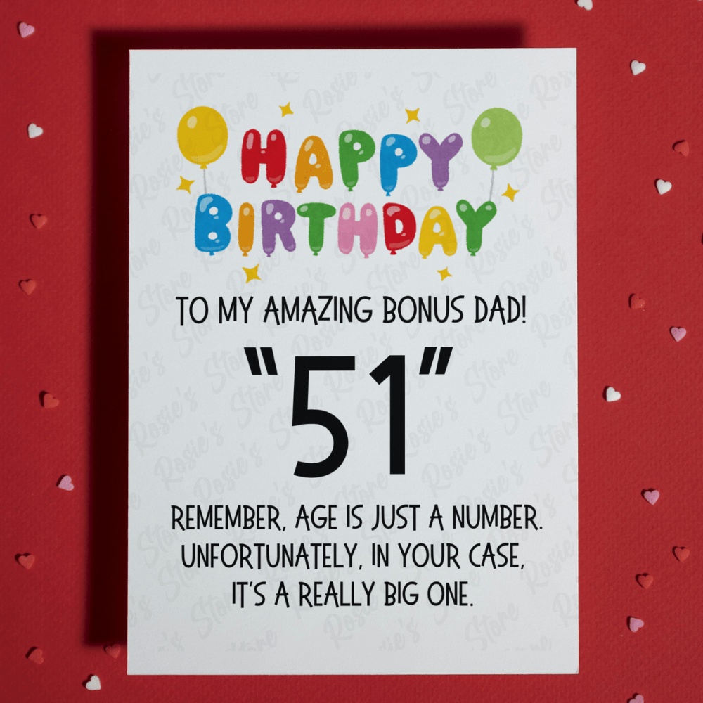 Bonus Dad Funny Birthday Card: Age Is Just A Number