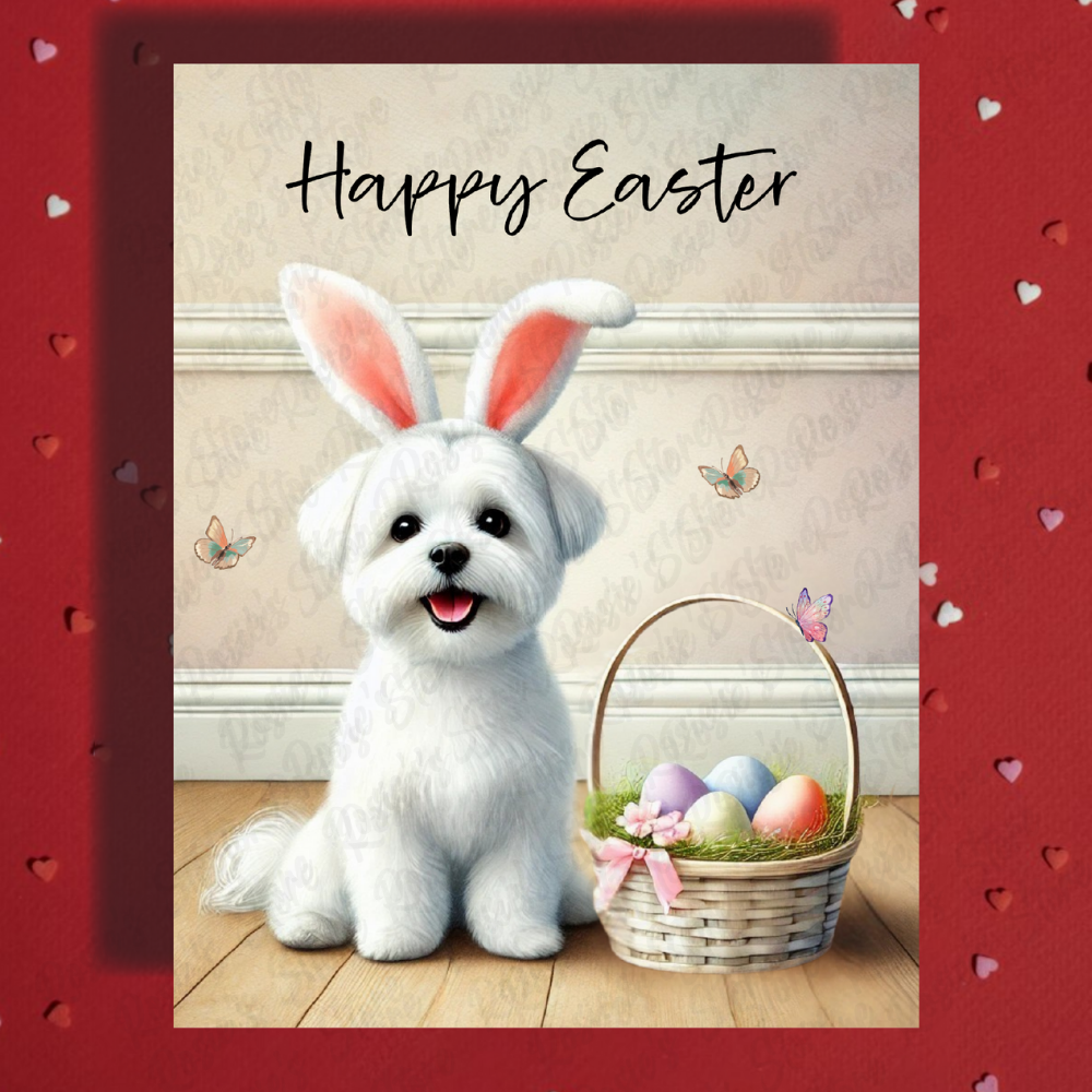 Easter Greeting Card, Maltese Dog: Happy Easter