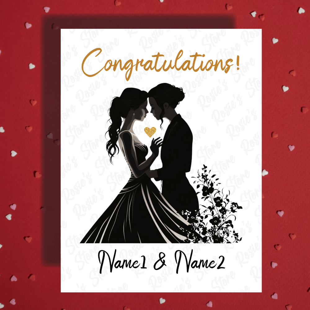 Wedding Greeting Card, Newly Married Lesbian Couple: Congratulations!