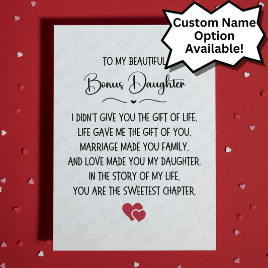 Bonus Daughter, Personalized Greeting Card: The Gift Of Life