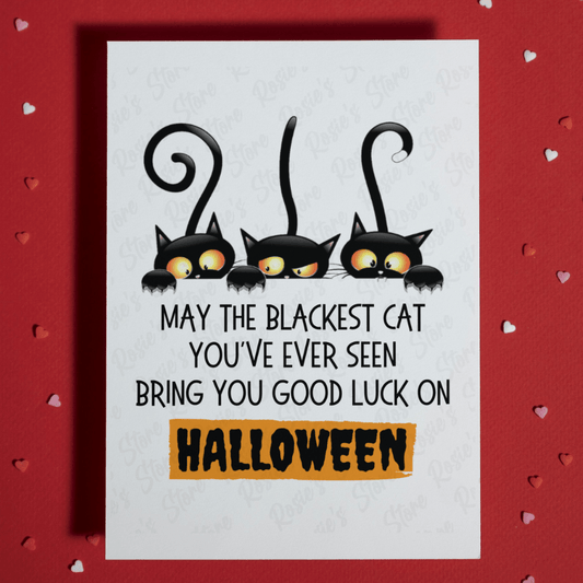 Halloween, Black Cats Greeting Card: May The Blackest Cat