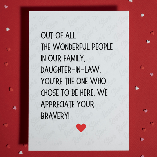 Daughter-in-Law Gift, Greeting Card: Brave Daughter-in-Law
