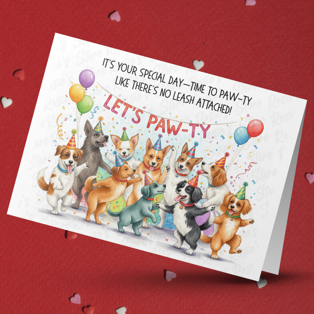 Birthday Greeting Card: Time To Paw-ty