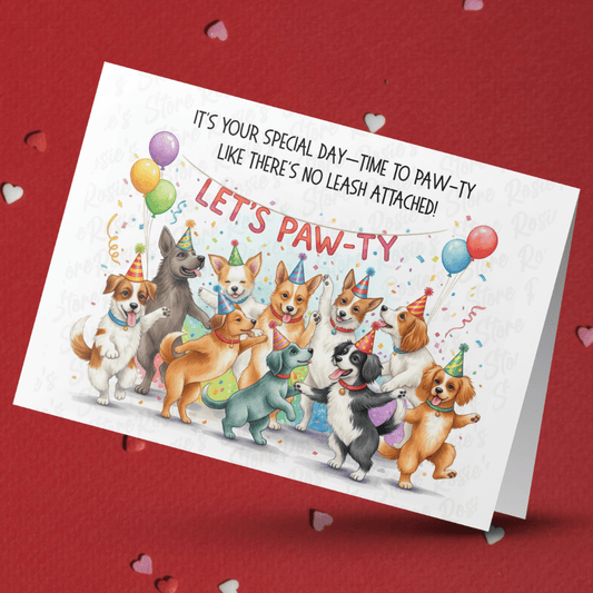 Birthday Greeting Card: Time To Paw-ty