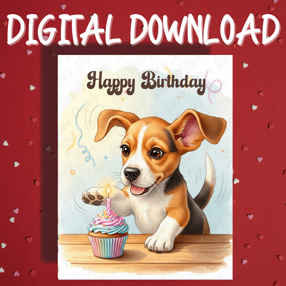 Birthday Digital Greeting Card, Beagle Dog Pet Lover 01: Happy Birthday