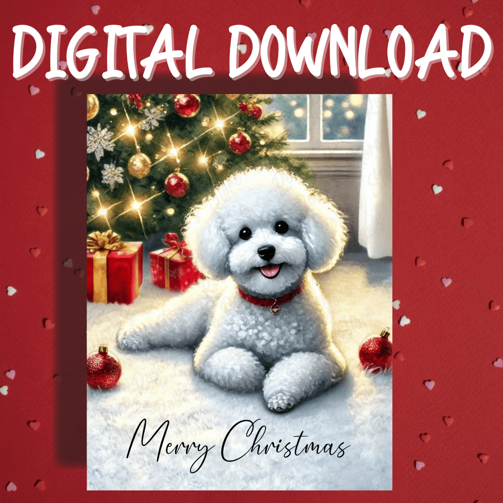 Christmas Digital Greeting Card, Bichon Frise: Merry Christmas