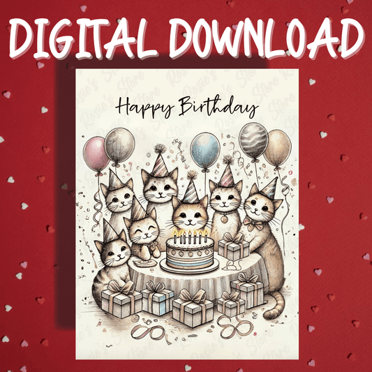 Birthday Digital Greeting Card, Cats: Happy Birthday