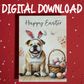 Easter Digital Greeting Card, Bulldog Dog: Happy Easter