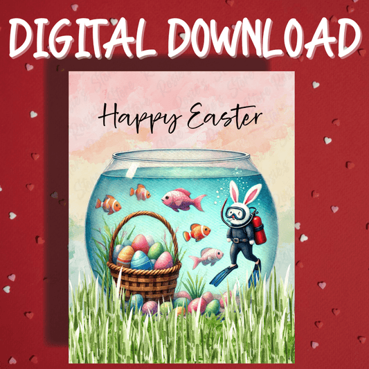 Easter Digital Greeting Card, Aquarium Fish Lover: Happy Easter