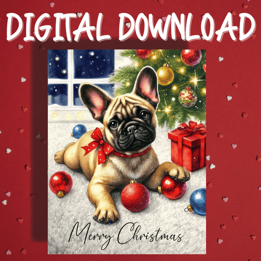 Christmas Digital Greeting Card, French Bulldog: Merry Christmas