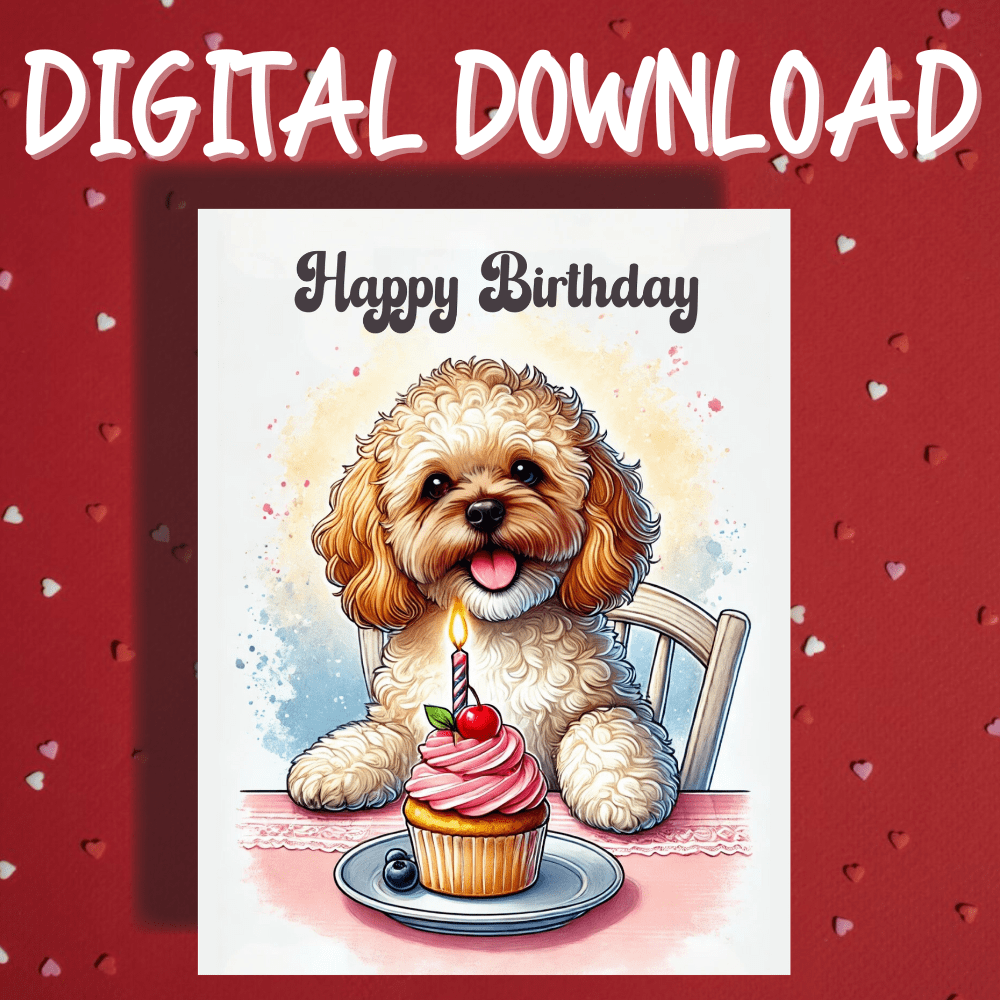 Birthday Digital Greeting Card, Cavapoo Dog Pet Lover: Happy Birthday