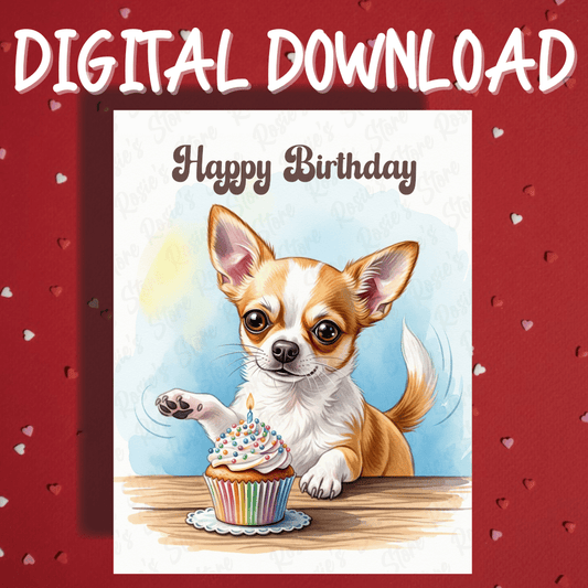 Birthday Digital Greeting Card, Chihuahua (Brown & White) Dog Pet Lover: Happy Birthday
