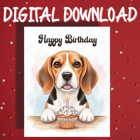 Birthday Digital Greeting Card, Beagle Dog Pet Lover 02: Happy Birthday
