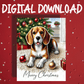 Christmas Printable Card, Digital Download, Beagle Dog Lover: Merry Christmas