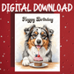 Birthday Digital Greeting Card, Australian Shepherd Dog Pet Lover 01: Happy Birthday