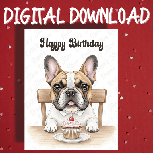 Birthday Digital Greeting Card, French Bulldog Pet Lover 02: Happy Birthday