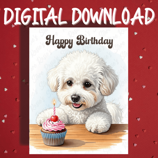 Birthday Digital Greeting Card, Bichon Frise Dog Pet Lover: Happy Birthday