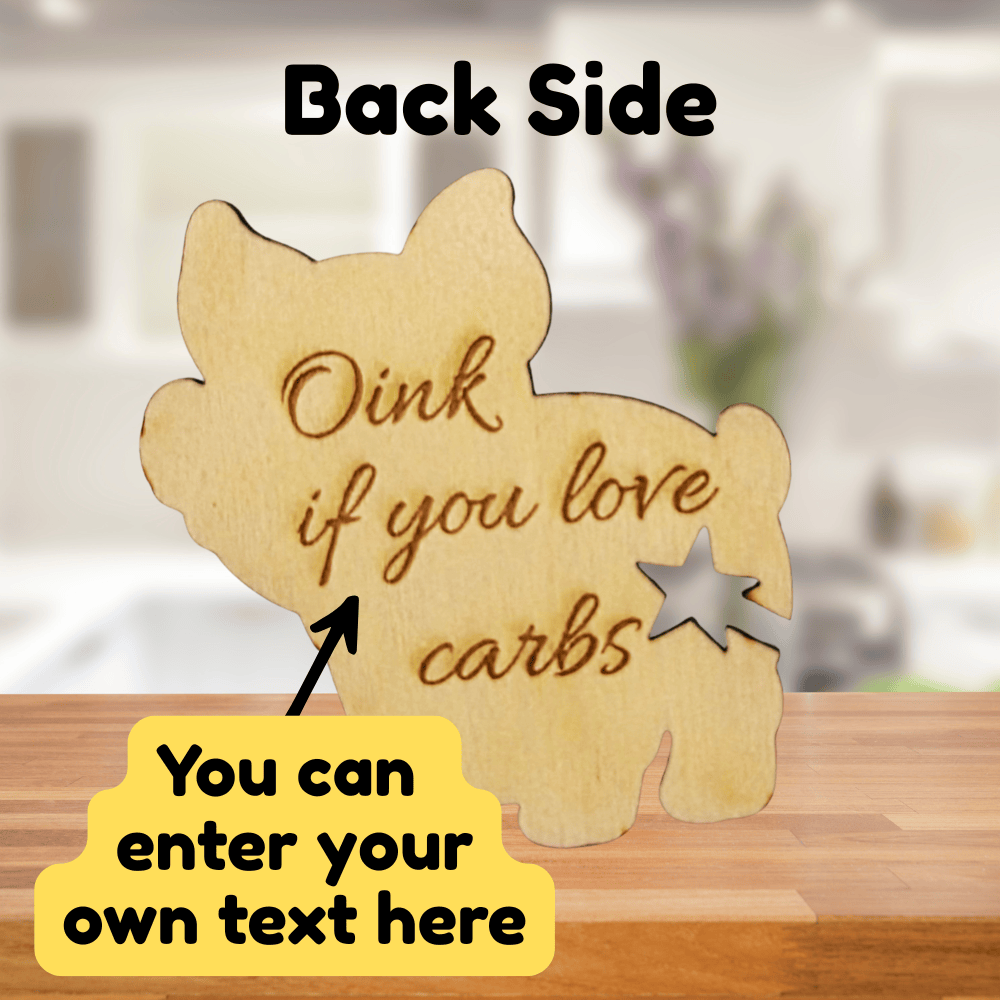 Funny Pig Wooden Bread Clip: Oink if you love carbs