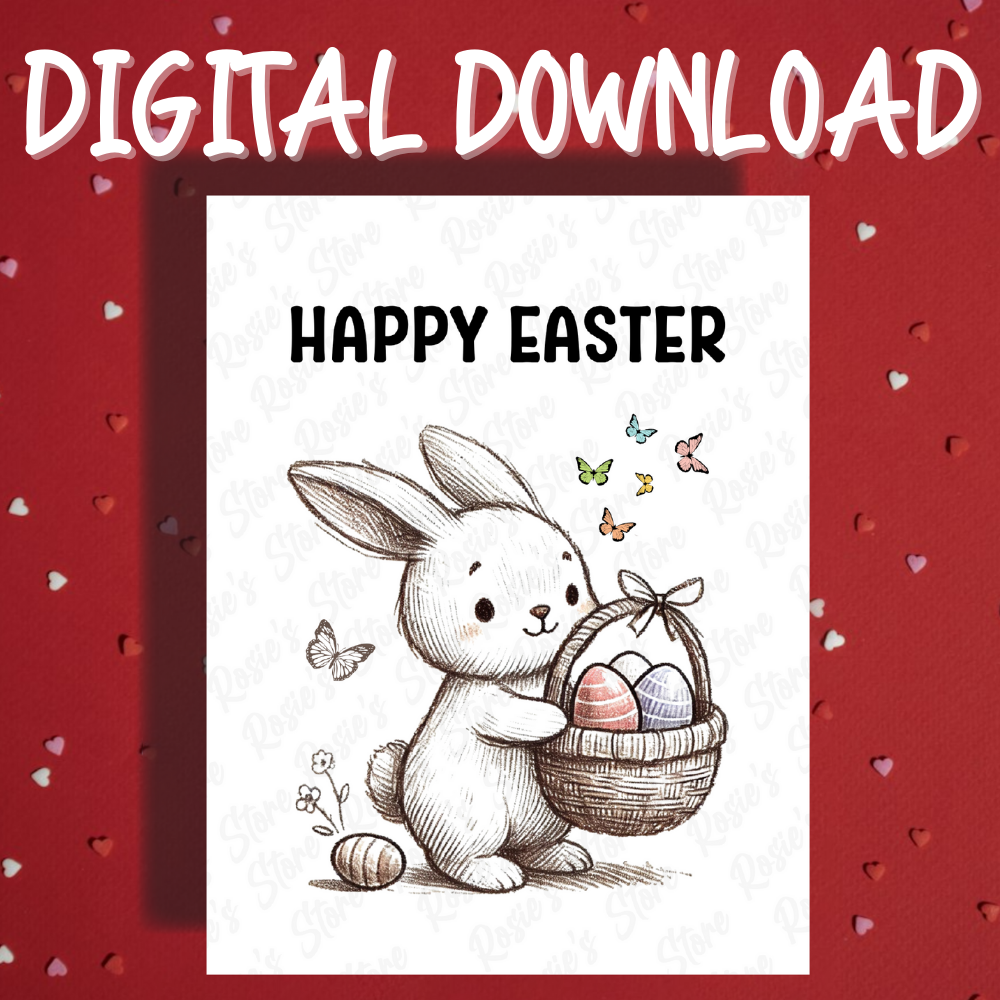 Easter Digital Greeting Card, Easter Bunny 001: Happy Easter