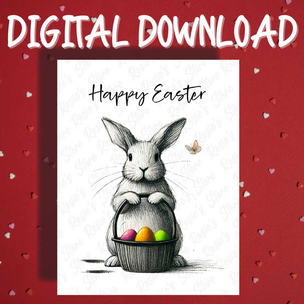 Easter Digital Greeting Card, Easter Bunny 002: Happy Easter