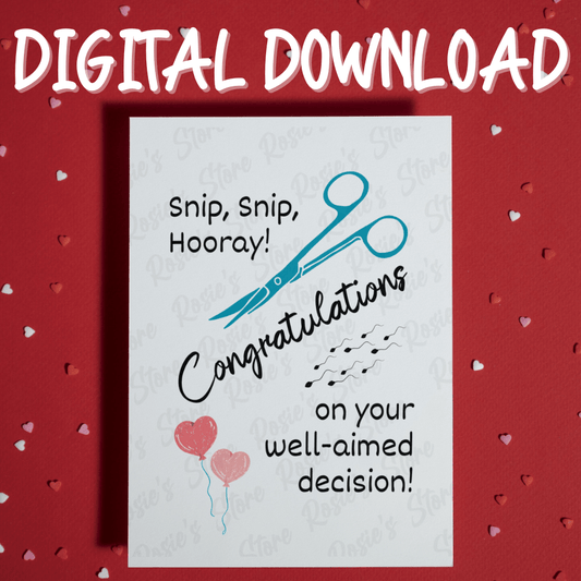 Vasectomy Digital Greeting Card: Snip, Snip, Hooray! Congratulations...