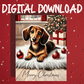 Christmas Printable Card, Digital Download, Dachshund Dog Lover: Merry Christmas