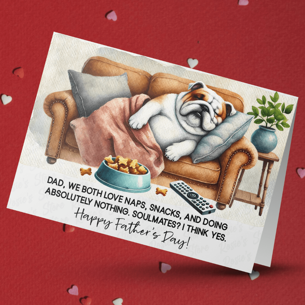 Dad Gift, Greeting Card, Bulldog Dog: Happy Father's Day