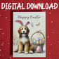 Easter Digital Greeting Card, Bernedoodle Dog: Happy Easter