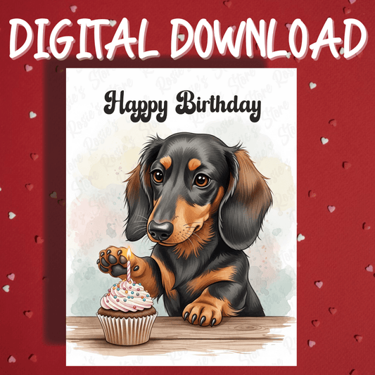 Birthday Digital Greeting Card, Dachshund (black & brown) Dog Pet Lover: Happy Birthday
