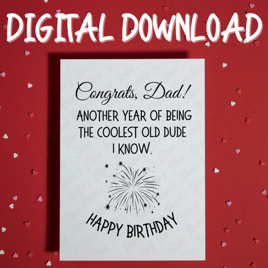 Dad Digital Birthday Greeting Card: Coolest Old Dude