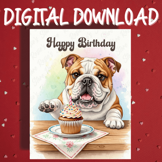 Birthday Digital Greeting Card, Bulldog Dog Pet Lover: Happy Birthday