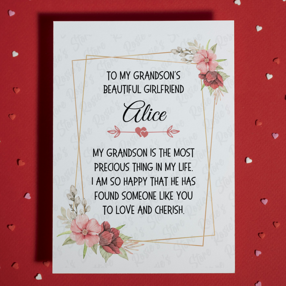 Girlfriend Greeting Card For Grandson's Girlfriend: My Grandson Is The Most Precious Thing