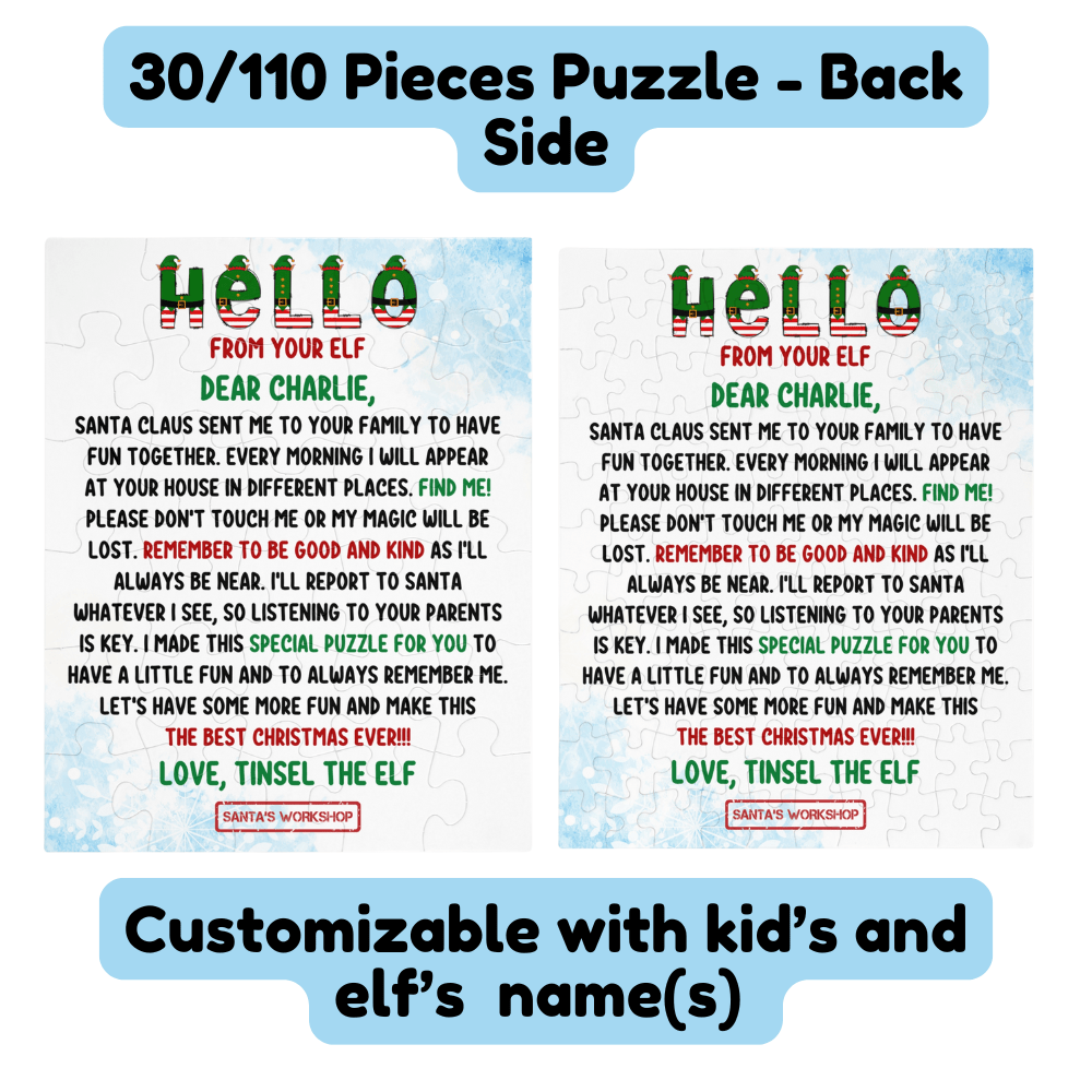 Christmas Gift, Personalized Elf Letter Double-Sided Jigsaw Puzzle: Hello From Your Elf (Elves)