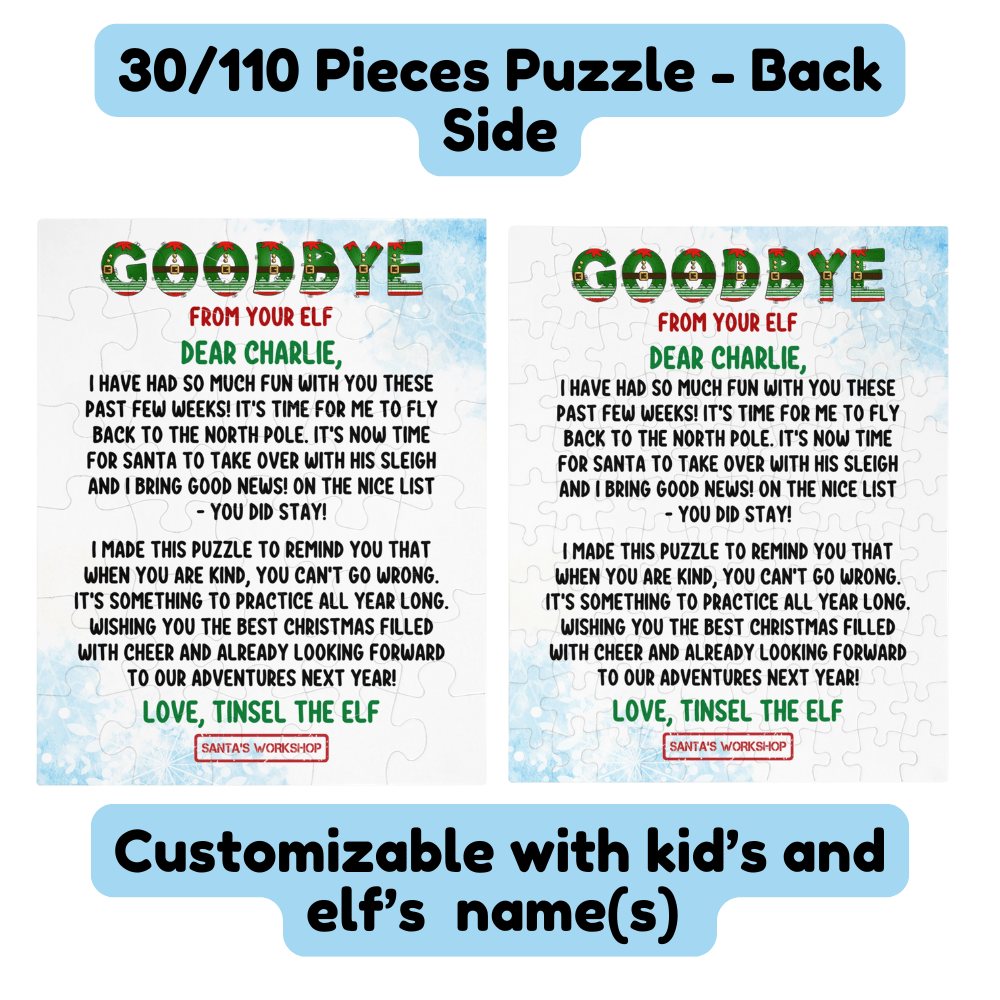 Christmas Gift, Personalized Elf Letter Double-Sided Jigsaw Puzzle: Goodbye From Your Elf (Elves)