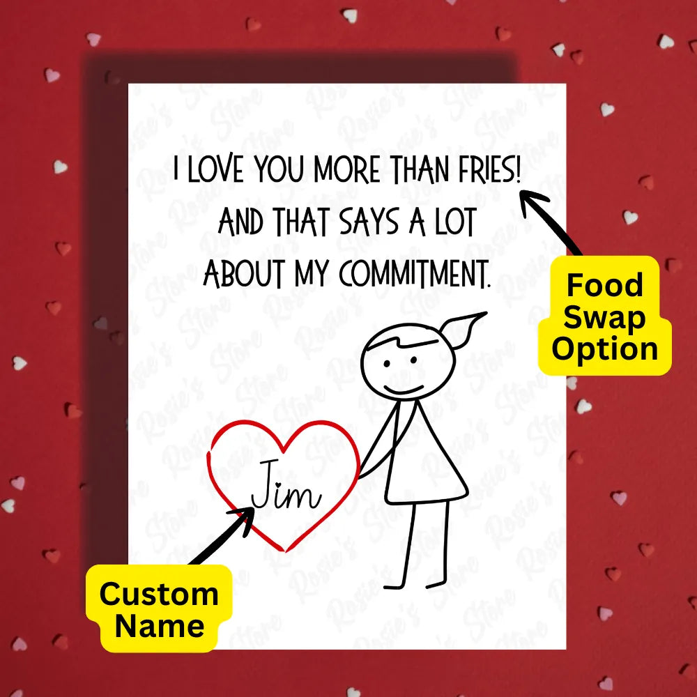 Couple Romantic Greeting Card: I Love You More Than Pizza!