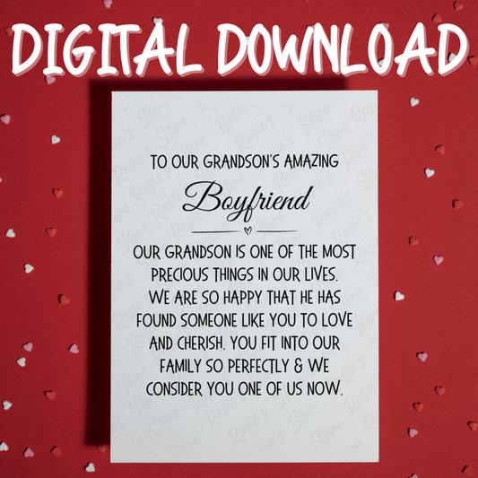 Grandson's Boyfriend Digital Greeting Card: We Consider You One Of Us Now