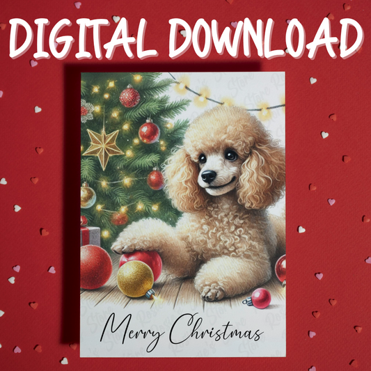 Christmas Digital Greeting Card, Poodle: Merry Christmas