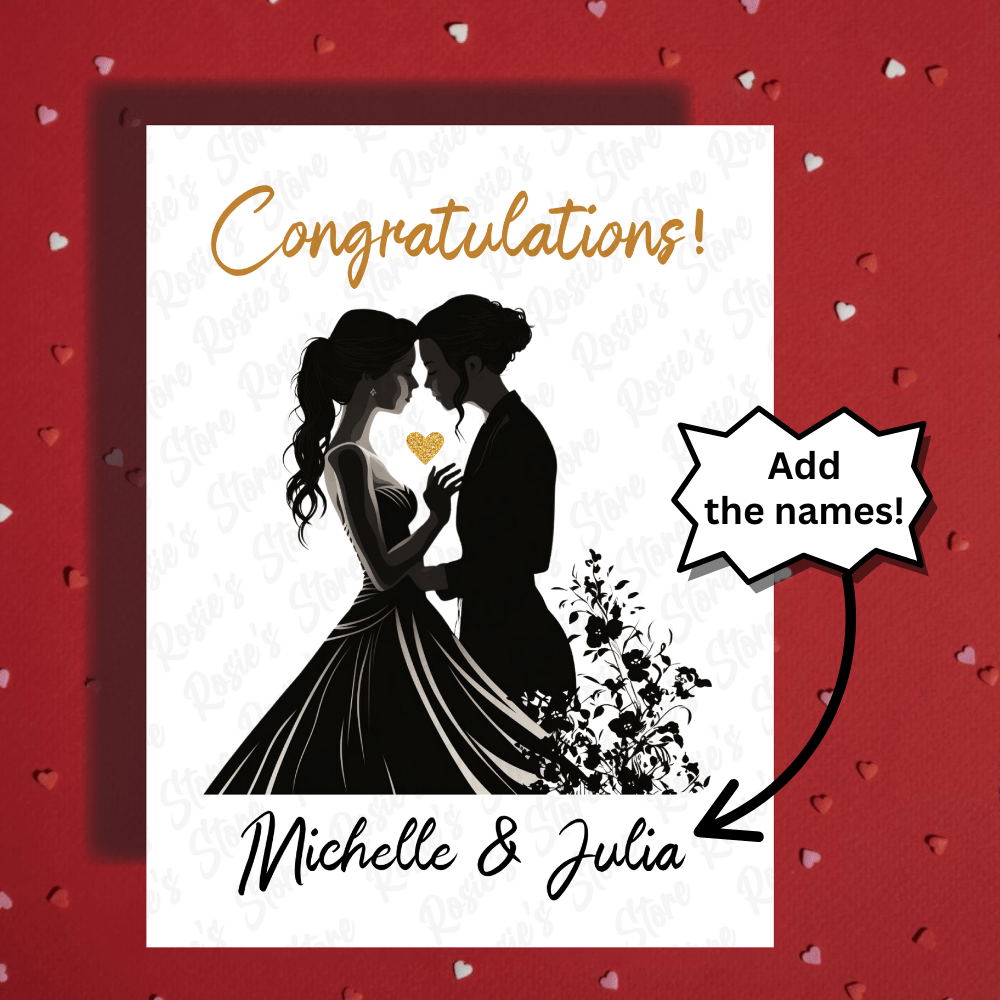 Wedding Greeting Card, Newly Married Lesbian Couple: Congratulations!