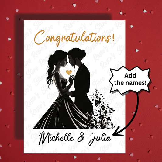 Wedding Greeting Card, Newly Married Lesbian Couple: Congratulations!
