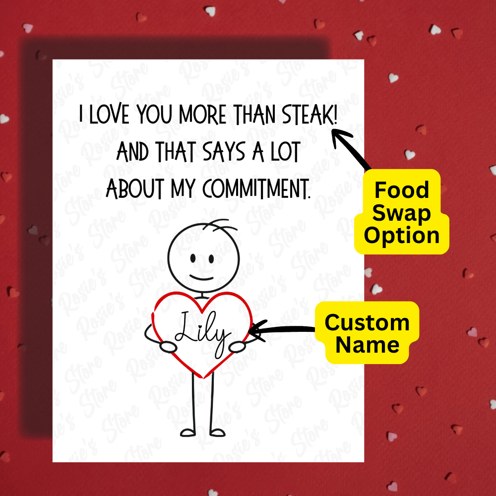 Couple Romantic Greeting Card: I Love You More Than Pizza! - with a man