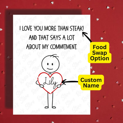 Couple Romantic Greeting Card: I Love You More Than Pizza! - with a man