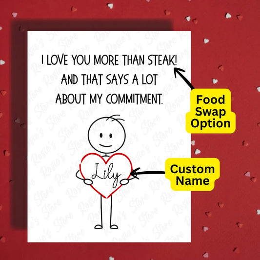 Couple Romantic Greeting Card: I Love You More Than Pizza! - with a man