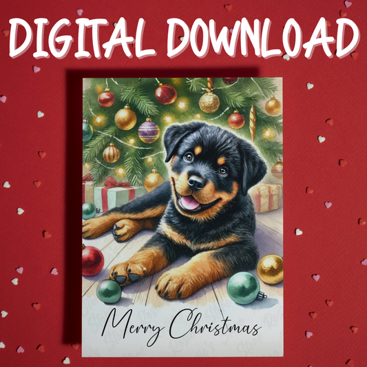 Christmas Digital Greeting Card, Rottweiler: Merry Christmas