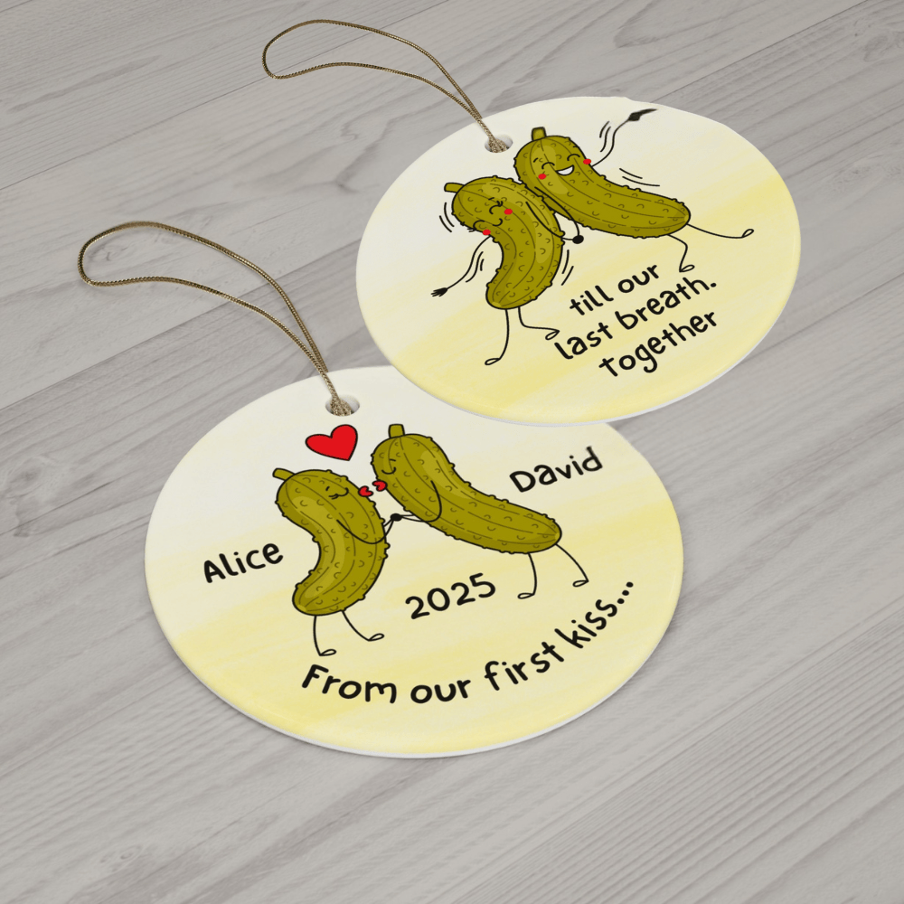 Personalized Ceramic Ornament: From Our First Kiss...