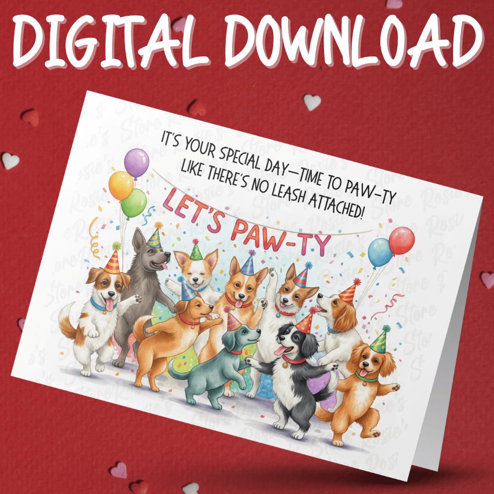 Birthday Digital Greeting Card: Time To Paw-ty